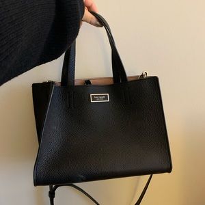 Kate Spade Sam medium satchel in black pebbled leather